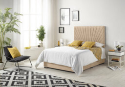 "Somnior Beds Platinum Divan Bed Set With 4 Drawers With Mattress & 30"" Headboard - Plush Velvet, Beige, 6Ft Super King" - thumbnail 1