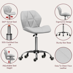 Lassic Vida Designs Geo White Office Swivel Chair Ukfr Pu Faux Leather - thumbnail 5