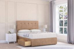 "Sloomy Highbury Sand Naples Divan Bed With Mattress 2 Drawers Same Side With 26"" Strutted Headboard 5' King" - thumbnail 2