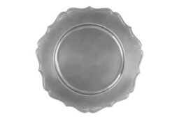 Yes-Online Set Of 4 Silver Lacquer Christmas Decorative Round Charger Plate Christmas Table - thumbnail 2