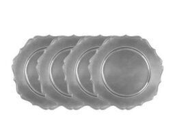 Yes-Online Set Of 4 Silver Lacquer Christmas Decorative Round Charger Plate Christmas Table - thumbnail 3