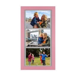 AK Frames 16X8 Pastel Pink Modern Multi Photo Frame With Silver Mount - Holds 3 Apertures (3X) 7X5 Photos