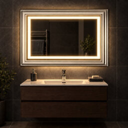 Plum&clay Calvin Rectangular Traditional Bathroom Mirror Led Illuminated Backlit Demister Pad Touch Switch (H)700mm (W)1000mm - thumbnail 3