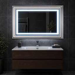 Plum&clay Calvin Rectangular Traditional Bathroom Mirror Led Illuminated Backlit Demister Pad Touch Switch (H)700mm (W)1000mm - thumbnail 2