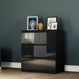 Lassic Vida Designs Glinton 3 Piece Black Fsc Bedroom Set - (3 Drawer Chest, 3 Door Wardrobe, 2 Drawer Bedside Chest) - thumbnail 4