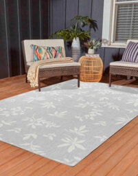 Modern Floral Design Outdoor-Indoor Rugs Silver 120X170 Cm