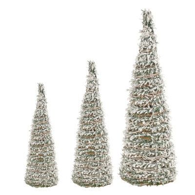 Urbn-Living Urbnliving 3 Pcs Led Light Up Christmas Tree Cone Green Snow With Glitter Pyramids Glitter Ornament Fairy Lights - image 1