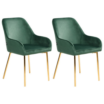 Beliani Set Of 2 Dining Chairs Loverna Velvet Green - image 1