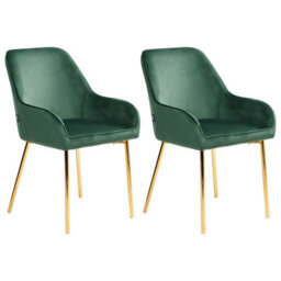 Beliani Set Of 2 Dining Chairs Loverna Velvet Green - thumbnail 1