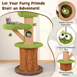 Costway Mushroom Cat Tree Indoor 148 Cm Tall Cat Tower W/ 2 Cute Condos - thumbnail 6