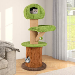 Costway Mushroom Cat Tree Indoor 148 Cm Tall Cat Tower W/ 2 Cute Condos - thumbnail 3