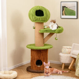 Costway Mushroom Cat Tree Indoor 148 Cm Tall Cat Tower W/ 2 Cute Condos - thumbnail 2