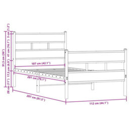 Berkfield Bed Frame Without Mattress With Headboard And Footboard 107X203 Cm - thumbnail 9
