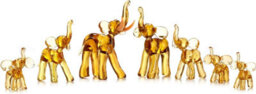 Novecrafto Set Of 7 Elephant Family Figurines With Trunk Facing Upwards - Elephants Figurine Handmade From Amber Color Glass - thumbnail 2
