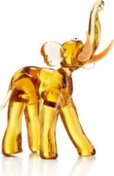 Novecrafto Set Of 7 Elephant Family Figurines With Trunk Facing Upwards - Elephants Figurine Handmade From Amber Color Glass - thumbnail 3