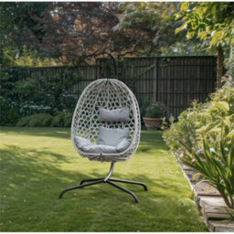 Rattan Hanging Egg Chair Swing Stand Light Grey - thumbnail 5