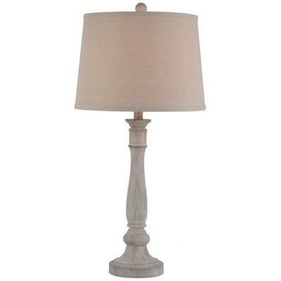 Hill Interiors Stella Table Lamp With Linen Shade - Resin - L36 X W36 X H74 Cm - White - image 1