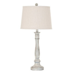 Hill Interiors Stella Table Lamp With Linen Shade - Resin - L36 X W36 X H74 Cm - White - thumbnail 2
