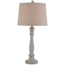 Hill Interiors Stella Table Lamp With Linen Shade - Resin - L36 X W36 X H74 Cm - White