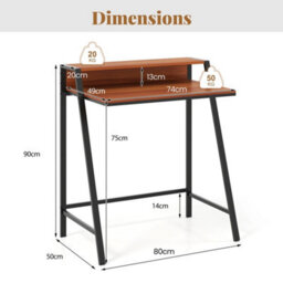 80Cm Computer Desk With Monitor Stand Coffee - thumbnail 2