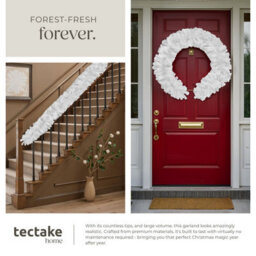 Tectake Christmas Garland In Detailed And Lifelike Look, 270 Cm Long - White - thumbnail 4