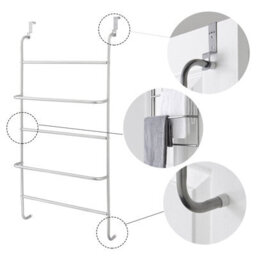 House Of Home 5 Tier Over Door Towel Rail & Clothes Airer Hanging Storage Rack - thumbnail 5
