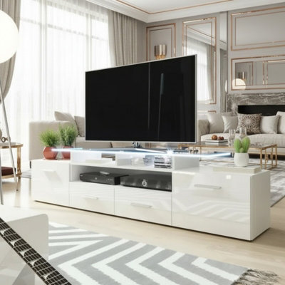 Evora 194Cm Modern Tv Unit White High Gloss Media Cabinet With Sleek Contemporary Design - image 1