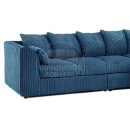 Furnishings For Less UK Luxor Marine Blue Jumbo Cord Large 5 Seater Corner Sofa Long Right Hand Facing - thumbnail 2