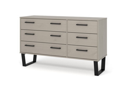 Core Products 3+3 Drawer Grey Waxed Wide Chest Of Drawers, H73.6Cm X W119.3Cm X D39.5Cm - image 1