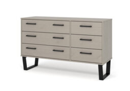 Core Products 3+3 Drawer Grey Waxed Wide Chest Of Drawers, H73.6Cm X W119.3Cm X D39.5Cm - thumbnail 1