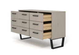 Core Products 3+3 Drawer Grey Waxed Wide Chest Of Drawers, H73.6Cm X W119.3Cm X D39.5Cm - thumbnail 4