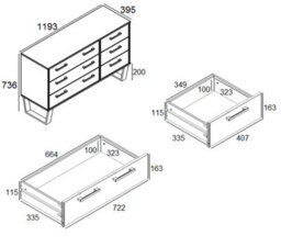 Core Products 3+3 Drawer Grey Waxed Wide Chest Of Drawers, H73.6Cm X W119.3Cm X D39.5Cm - thumbnail 5