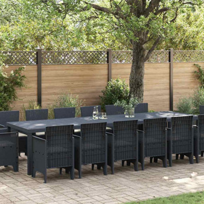 Berkfield Garden Dining Set 15 Pcs Anthracite Polt Rattan - image 1