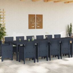 Berkfield Garden Dining Set 15 Pcs Anthracite Polt Rattan - thumbnail 3