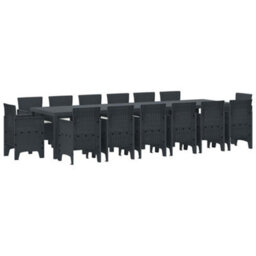 Berkfield Garden Dining Set 15 Pcs Anthracite Polt Rattan - thumbnail 2
