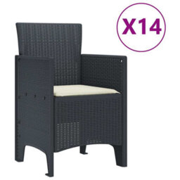 Berkfield Garden Dining Set 15 Pcs Anthracite Polt Rattan - thumbnail 5