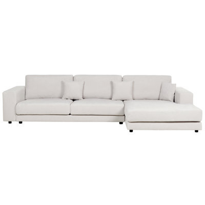 Beliani Corner Sofa 5 Seater Lofoten Fabric Off-White Left Hand - image 1