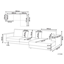 Beliani Corner Sofa 5 Seater Lofoten Fabric Off-White Left Hand - thumbnail 3