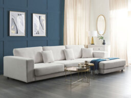 Beliani Corner Sofa 5 Seater Lofoten Fabric Off-White Left Hand - thumbnail 2