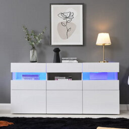 Furniture in Fashion Kirsten High Gloss Sideboard In White With Led Lighting