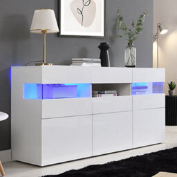 Furniture in Fashion Kirsten High Gloss Sideboard In White With Led Lighting - thumbnail 2