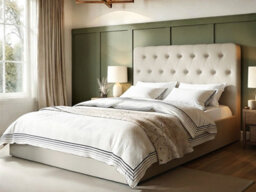 Flair Marley Buttoned Headboard Ottoman Bed Beige Linen Kingsize - thumbnail 1