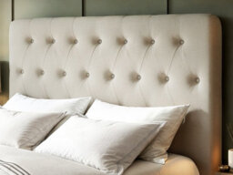 Flair Marley Buttoned Headboard Ottoman Bed Beige Linen Kingsize - thumbnail 4