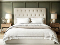 Flair Marley Buttoned Headboard Ottoman Bed Beige Linen Kingsize - thumbnail 2