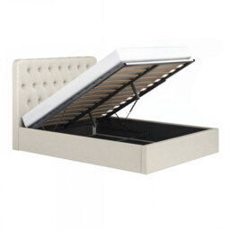 Flair Marley Buttoned Headboard Ottoman Bed Beige Linen Kingsize - thumbnail 6