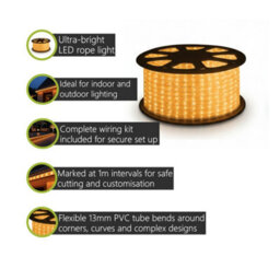 Pegdev - Pdl Static Led Rope Light Kit 13mm Pvc Tube Warm White 36 Leds Per Metre With Wiring Accessories Indoor Outdoor 90M - thumbnail 2
