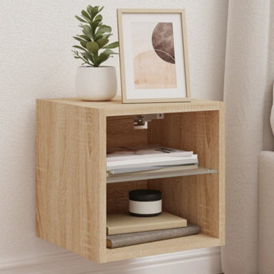 Walplus Tv Wall Cabinets With Led Lights 2 Pcs Sonoma Oak 30X28.5X30 Cm - image 1