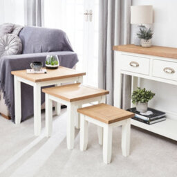 The Furniture Market Cheshire White Painted Nest Of 3 Tables - thumbnail 2