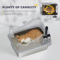 Pawhut Stainless Steel Cat Litter Box With High Sides, 43 X 33 X 25 Cm - thumbnail 5