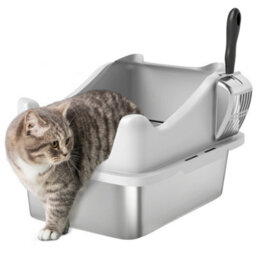 Pawhut Stainless Steel Cat Litter Box With High Sides, 43 X 33 X 25 Cm - thumbnail 2